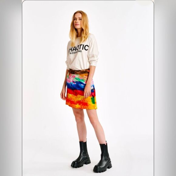 Essential Antwerp Watercolor Art To Wear Mini Skirt Size 2 - Picture 1 of 11